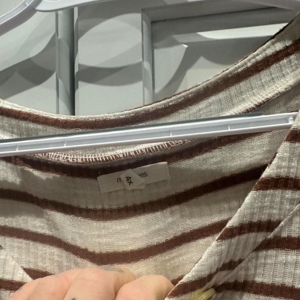 Maurices Cream and Orange Striped Button  Shirt - Picture 2 of 4